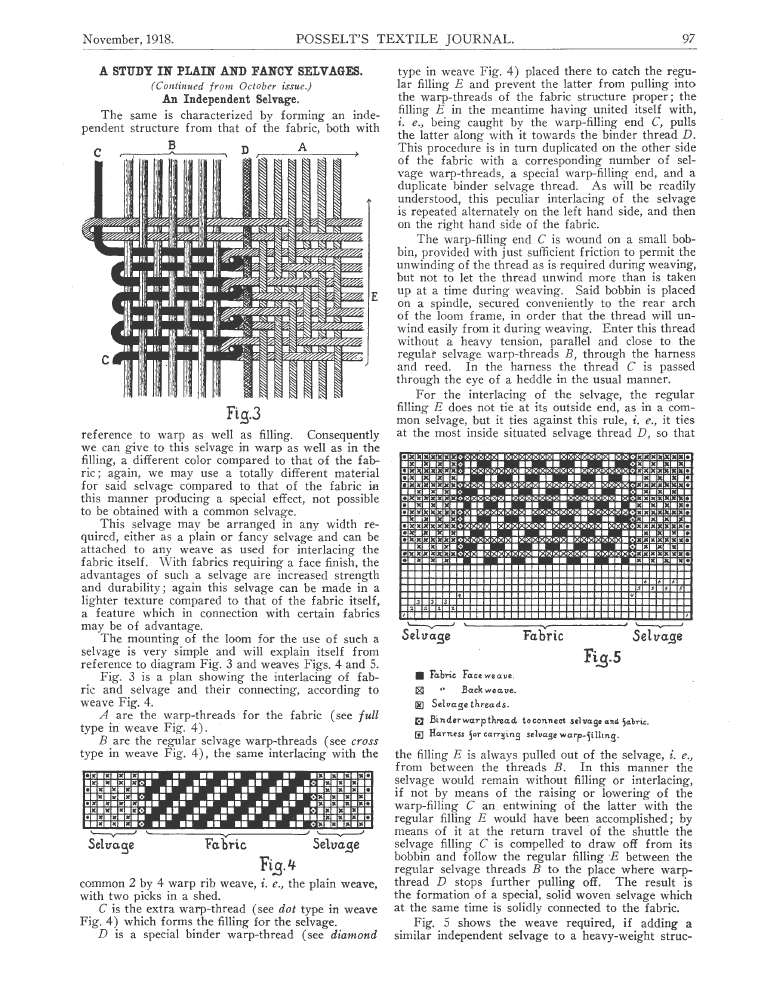 A Study in Plain and Fancy Selvages , Posselt , E. A. Posselt's Textile ...