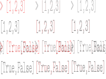\begin{program}
\redtt{> [1,2,3]} \\
{[1,2,3]}\\
\redtt{> [True,False] :: [Boo...
...\
\redtt{> [1,True]} \\
ERROR \\
\redtt{> length [1,2,3]} \\
3
\end{program}